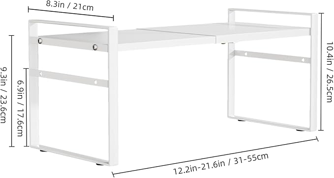 Expandable Cabinet Shelf Organizer Riser for Kitchen Pantry Cupboard Under Sink Countertop,Kitchen Cabinet Shelf (White) | Expandable