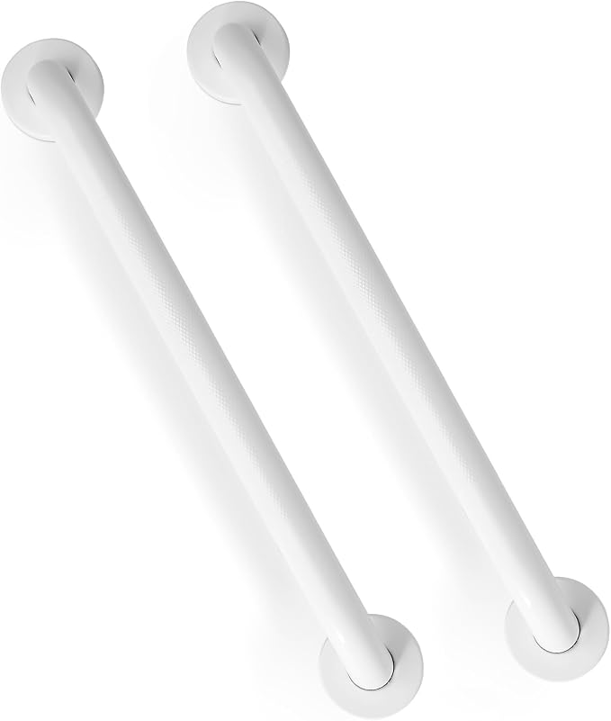 Grab Bars for Shower, Zynuhmo 2 Pack 16 Inch Anti Slip Stainless Steel Bathroom Safety Shower Grab Bar Handrails for Handicap Injury Pregnant Senior Assist Shower Handles(Matte White, 1" Diameter)