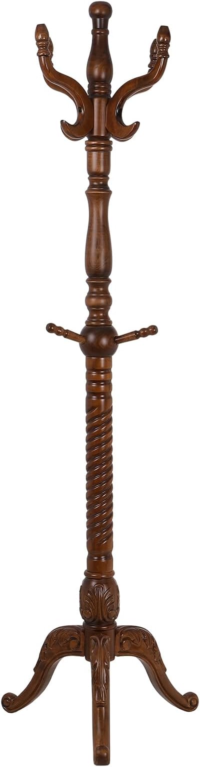 Bekrvio Coat Rack Freestanding Coat Tree Stand with 8 Hooks, 79" Heavy Duty Premium Ash Wood Coat Hanger Stand, Floor Standing Clothes Coat Rack Stand for Entryway Corner, Hallway,Bedroom Load 160lbs