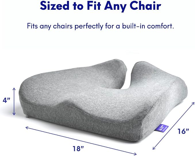 C CUSHION LAB Patented Pressure Relief Seat Cushion for Long Sitting Hours on Office/Home Chair, Car, Wheelchair - Extra-Dense Memory Foam for Hip, Tailbone, Coccyx, Sciatica - Wellness Green