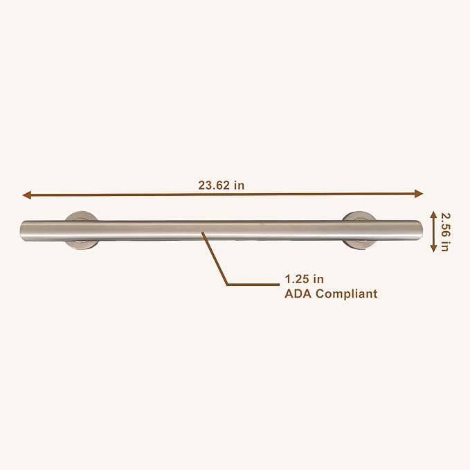 Grab Bar for Shower, Straight 2 Pack 24 Inch Handicap Grab Bars, 304 Stainless Steel Shower Handles for Bathroom, Safety ADA Grab Bars for Seniors, Disabled (Brushed Nickel)
