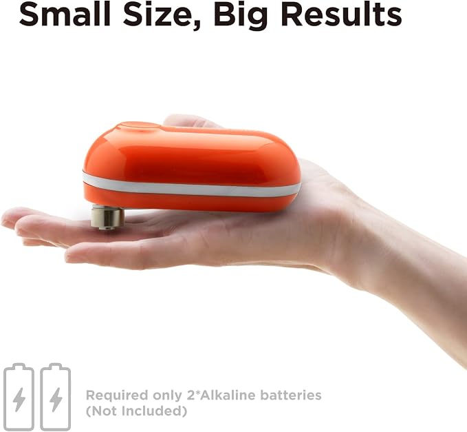Kitchen Mama Mini Electric Can Opener Smooth Edge: Opens Can with One Press - Ultra-Compact, Hands-Free, Safe, Cordless, Seniors with Arthritis, Automatic, Battery Operated Appliances (Orange)