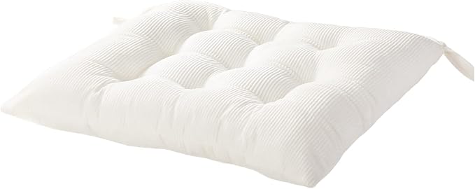 HLOVME Corduroy Chair Cushion with Ties Ultra Soft Warm Floor Cushion for Kids Reading Nook Comfortable Square Seat Cushion for Adult 15.7”x15.7”, White