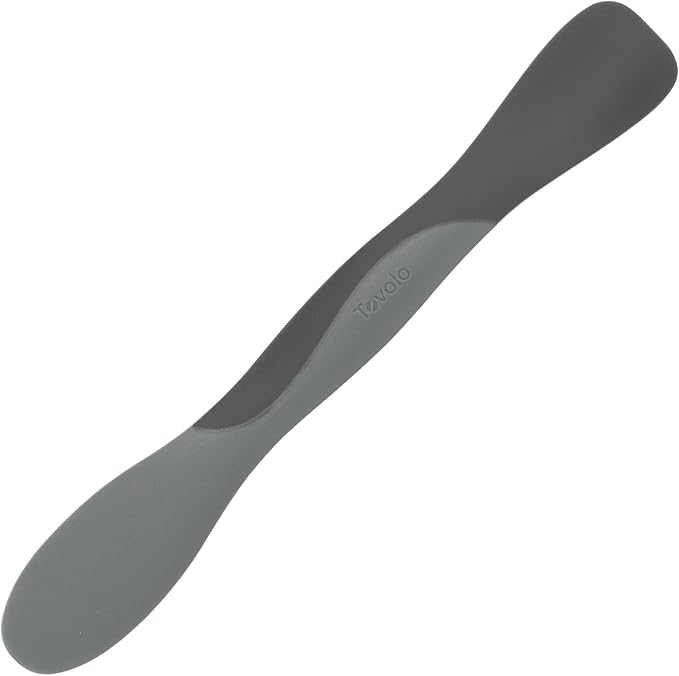 Tovolo Mini Scoop and Spread Tool for Kitchen Meal Prep Small Sandwich Spreader Spatula for Peanut Butter Jelly, Silicone BPA Free Dishwasher Safe Scooper Spreader, Charcoal and Oyster Gray