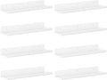Lifewit Floating Shelves for Wall, Acrylic Display Shelf Wall Mounted for Figure, Car, Art, Book, 14" Perfume Organizer for Bathroom, Bedroom, Living Room, Nursery, Home Decor, White, 8 Pack
