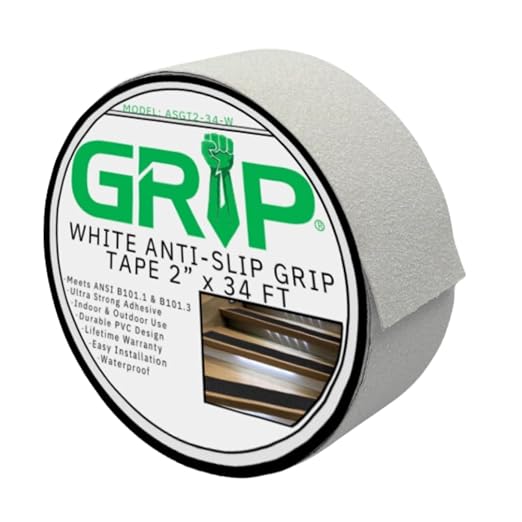 GRIP Anti Slip Tape - 80 Grit High Traction Non-Slip Tape for Stairs, Ramps, Floors, Indoor/Outdoor Use, Easy Cut & Apply, Durable for Heavy Traffic Areas (2" x 34')