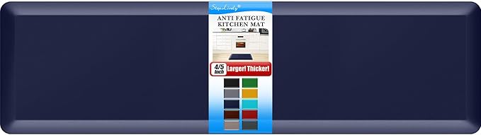 4/5 Inch Thick Kitchen Mat - Cushioned Anti Fatigue Mats for Kitchen Floor - Easy to Clean, Waterproof, Non-Slip Kitchen Rug for Sink, Office, Kitchen (30''x108'' Blue)