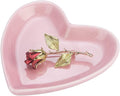 JAMEND CLXP Pink Heart Jewelry Tray, Engagement Wedding Ring Dish Earring Holder for Newlyweds, Sweet Gift for Women, Ceramic. NO ROSE.