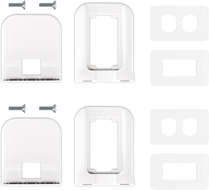 WALI Outlet Shelf Wall Holder,Bathroom Walls Shelves up to 10lbs Standard Vertical Duplex Wall Shelf Organizer for Smart Home Decor Space Saving Power Tools, Toothbrush (OLS002-W), 2 Pack, White