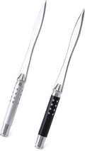 QWORK 2 Pack Metal Letter Opener - Ergonomic Grip Envelope Slitter, Envelope Opener with Safe Edge, Powder-Coated Finish - Versatile Paper Cutter for Office/Home
