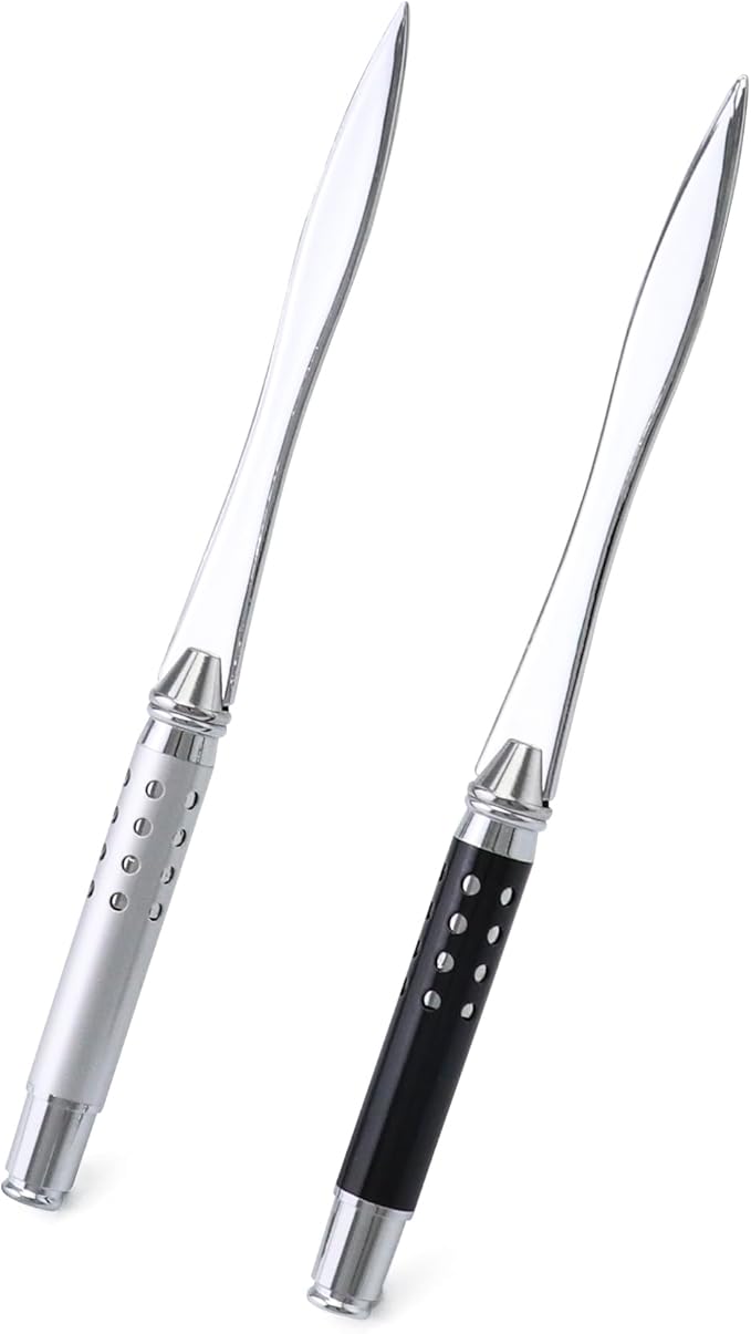 QWORK 2 Pack Metal Letter Opener - Ergonomic Grip Envelope Slitter, Envelope Opener with Safe Edge, Powder-Coated Finish - Versatile Paper Cutter for Office/Home
