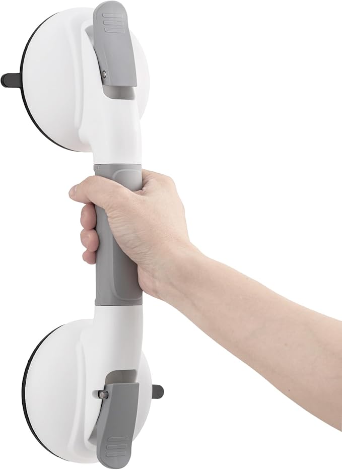 TAILI Grab Bars for Bathtubs and Showers, Shower Handles for Elderly Suction,Maximum 330lbs,Shower Grab Bar with Upgraded Rubber Suction Cups,Safety Grip for Senior, No Drilling Removable,Grey