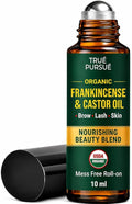 Organic Frankincense and Castor Oil Roll On – Eye Roller - 100% Pure and Natural Oil for Face, Dark Circles, Under Eye, Eyelashes, Eyebrows, Hair, Body & Skin Care Moisturizer – Hexane Free – 10 ml