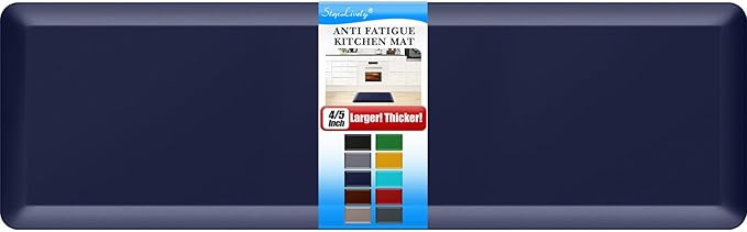 4/5 Inch Thick Kitchen Mat - Cushioned Anti Fatigue Mats for Kitchen Floor - Easy to Clean, Waterproof, Non-Slip Kitchen Rug for Sink, Office, Kitchen (22''x72'' Blue)