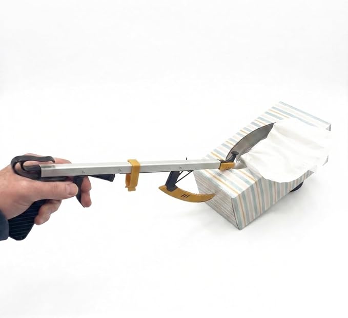 Rehabilitation Advantage Compact Reacher Grabber Tool, 15" Reach Extension, Set of 2, Rubberized Jaws, 3" Wide Grip, Lightweight Aluminum Pick Up Tool, Handle for Travel, Home, and Hard-to-Reach Items