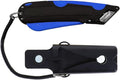 Veltec EZ-1000 Safety Box Cutter Utility Knife, 3 Blade Depth Setting, Squeeze Trigger and Dual Side Edge Guide, 2 Blades, Holster and Lanyard (Blue)