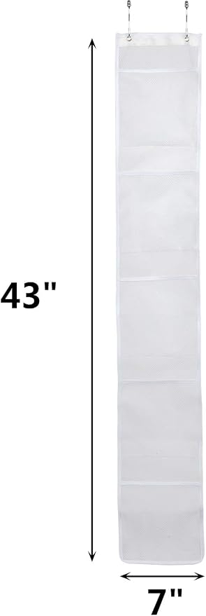ALYER Hanging Storage Shower Caddy Organizer,Mesh Pockets for Bathroom,Closet,Pantry (White)