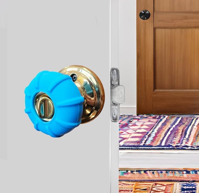 Enjoy Cover | 2 Pack Upgraded Ergonomic Design Door Knob Cover Grips, Non-Slip, Arthritis and Senior Living Aids, Universal Size (Blue)