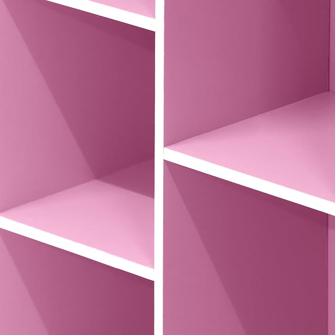 Furinno LUDER Book Shelf, 5-Cube Bookshelf, Reversible Bookcase, 9.4 x 19.5 x 31.5, Easy Assembly, for Living Room, Bedroom, Home Office, White/Pink