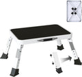 Metal Step Stool Foldable Adjustable Height Sturdy Stable Step Ladder with a Non-Slip Platform Camper Step Stool with Non-Slip Rubber Feet, Easy to Carry (White)