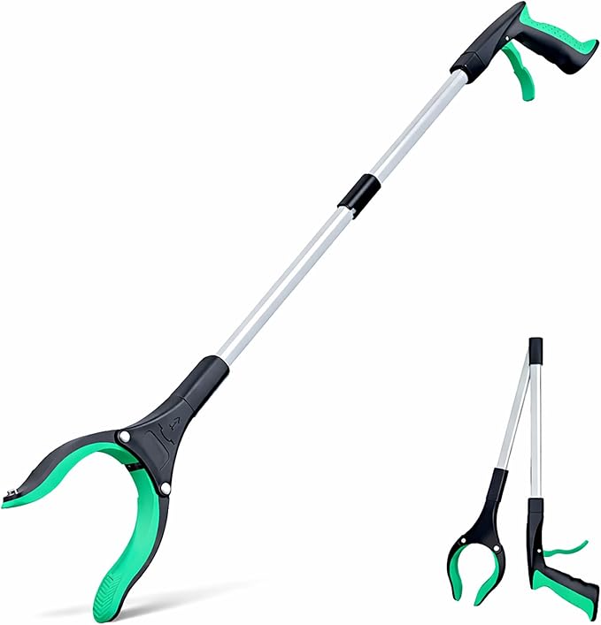 Grabber Reacher Tool - 32” Extra Long Foldable Gripper and Reaching Tool - Heavy Duty Pick Up Stick Grabbers for Seniors, Trash, Surgery Recovery Must Haves Gifts (Green)