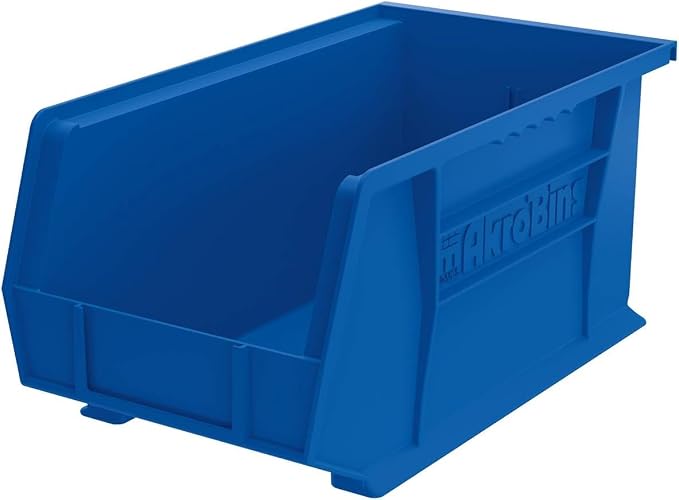 Akro-Mils 30240 AkroBins Plastic Storage Bins, Space-Saving Stackable Bins for Garage, Pantry, Craft Organization, 15 x 8 x 7 inches, Blue, 12-Pack