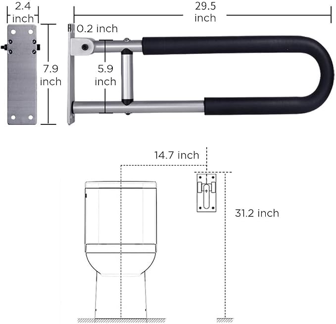 Handicap Grab Bars Rails 30 Inch Toilet Handrails Bathroom Safety Bar Hand Support Rail Handicapped Handrail Accessories for Seniors Elderly (30inch)