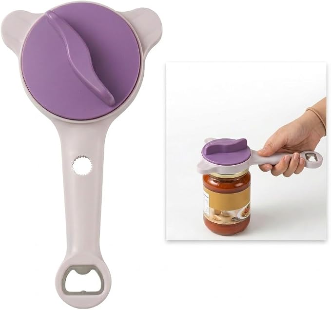 4-in-1 Jar Opener for Seniors with Arthritis, Easy Grip Bottle Opener for Weak Hands, Effortless Twist Off Lid Remover, Non-Slip Kitchen Gadget