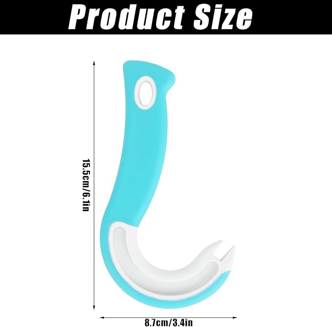 Easy Open Ring Pull Can Opener, J Hook Can Opener Pull Tab with No-Slip Grip for Seniors Kids Weak Hands Manual Soda Beer Pop Top Tin Bottle Jar Lid Lifter Tool (Blue)
