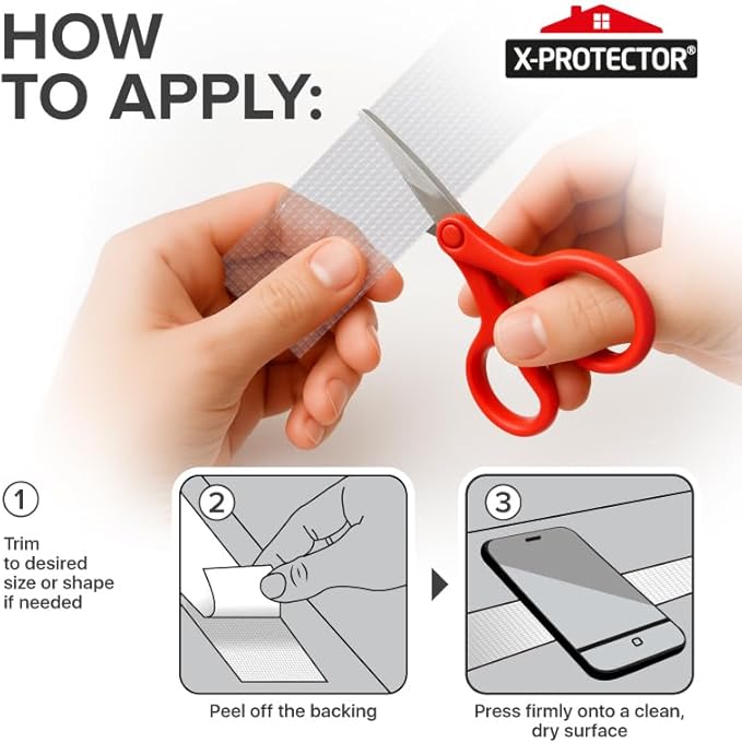X-Protector Rubber Grip Tape Strips - 10 PCS Pack of Non-Abrasive Grip Stickers - 2"x8.5" Heavy-Duty Non Slip Adhesive Strips - Clear Waterproof Rubberized Grip Tape for Handles!