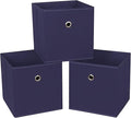 Black Foldable Storage Cubes Bins ,11 Inch Cloth Storage Cube Fabric Storage Box Cubes Organizer Baskets with Handles for Home Organizer Set of 3 (Navy Blue)
