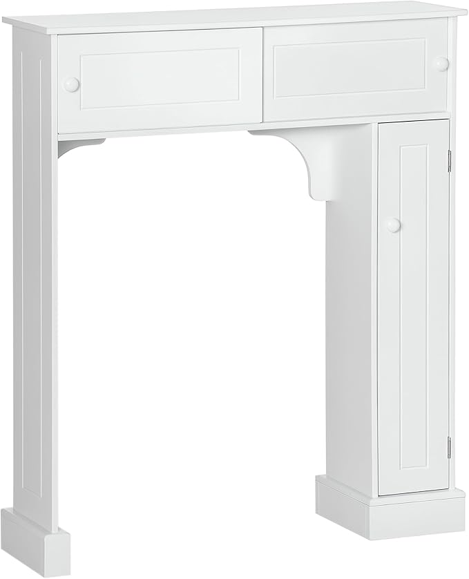 HOMCOM Over The Toilet Bathroom Cabinet, Freestanding Bathroom Storage Organizer with Adjustable Shelves, Toilet Rack, White