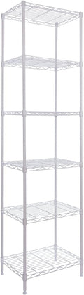 GIOTORENT 6-Tier Storage Shelves Standing Shelving Metal Units, Adjustable Height Wire Shelf Display Rack for Pantry Laundry Bathroom Kitchen 16.6” x 11.8” x 63”, White