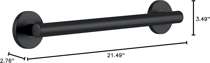 Delta Contemporary (1-Pack) 18' Shower Grab Bar ADA Compliant Matte Black 450 lb Capacity Bathroom Safety Handle for Shower, Bathtub | Wall Mounted Balance Assist, Handicap Grip 41818-BL