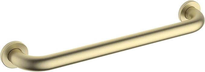 KIBI 18 Inch Bathroom Safety Grab Bar for Shower & Bathtub – Curved Wall Mounted Stainless Steel Shower Grab Bar, Anti-Slip Support Handle for Seniors & Elderly, Brushed Gold (KGB1018)