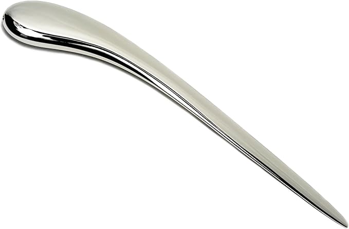Natico Originals Non-Tarnishing Silver Contemporary Home and Office Desktop Letter Opener, Sleek Curved Edge Comfortable Grip, Paperweight (30-364)