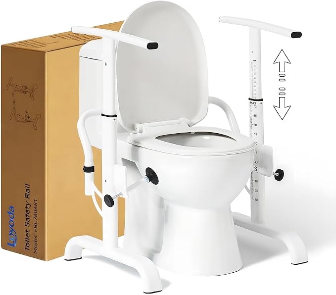 Toilet Safety Rails for Seniors, 350 LBS Heavy Duty Adjustable Toilet Grab Bars, Raised Toilet Assist Frame for Elderly, Disabled & Post-Surgery Recovy ﻿