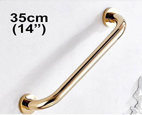 14-Inch Grab Bar for Hotel/Motel/Home Shower Safety, Solid Brass, Polished Gold, Heavy-Duty Construction Armrest, Bathroom Bathtub Handrail