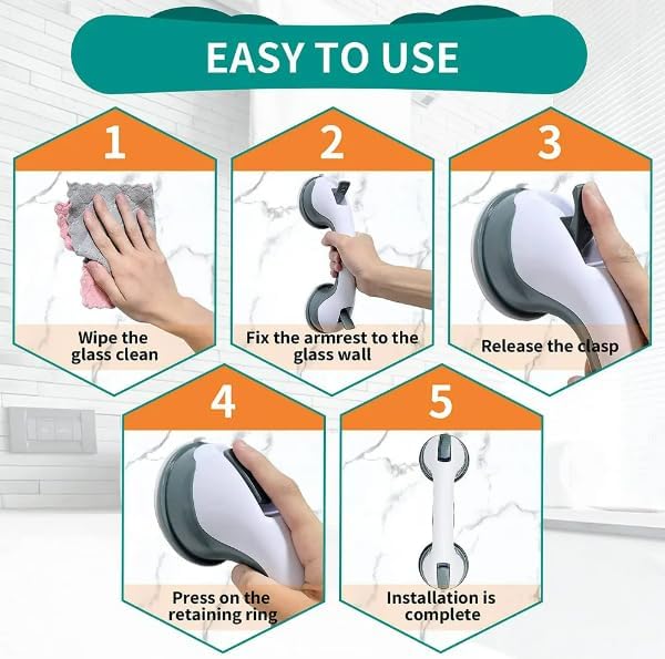 Non-Slip Suction Grab Bar.for Extra Stability in Showers, Bathtubs and Toilets.Suction Grab Bar for People with Disabilities, Elderly Individuals, Pregnant Women, and Children.12 Inch,Green.(2-Pack)