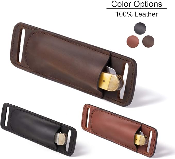 Gentlestache Leather Knife Sheaths for Belt, Knife Holster, Pocket Knife Sheath, EDC Leather Sheath for Folding Knife Carrier
