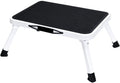 NEWBULIG Foldable Step Stool, 330lbs Capacity Reinforced Sturdy Metal, Non-Slip Platform & Thickened Rubber Feet for Home, Kitchen, RV, Indoor Outdoor, Black & White