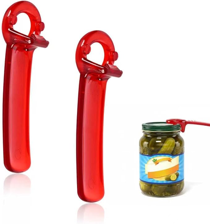 2PCS Easy Jar Key Opener, Multifunctional Jar Opener for Weak Hands, Plastic Bottle Opener for Beer, Soda, Jars, Kitchen Gadgets (red)