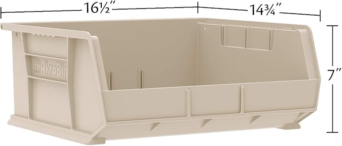 Akro-Mils 30250 AkroBins Plastic Storage Bins, Space-Saving Stackable Bins for Garage, Pantry, Craft Organization, 15" x 16" x 7", Green, 6-Pack