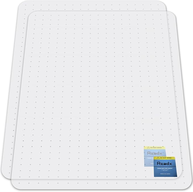 Azadx Heavy Duty Office Chair Mat for Carpet 51" x 63" Hard Material Chair Mat for Carpeted Floor Non-Slip Carpet Protector for Office Easy Glide Desk Floor Mat for Office Chair on Carpets 2 Pack