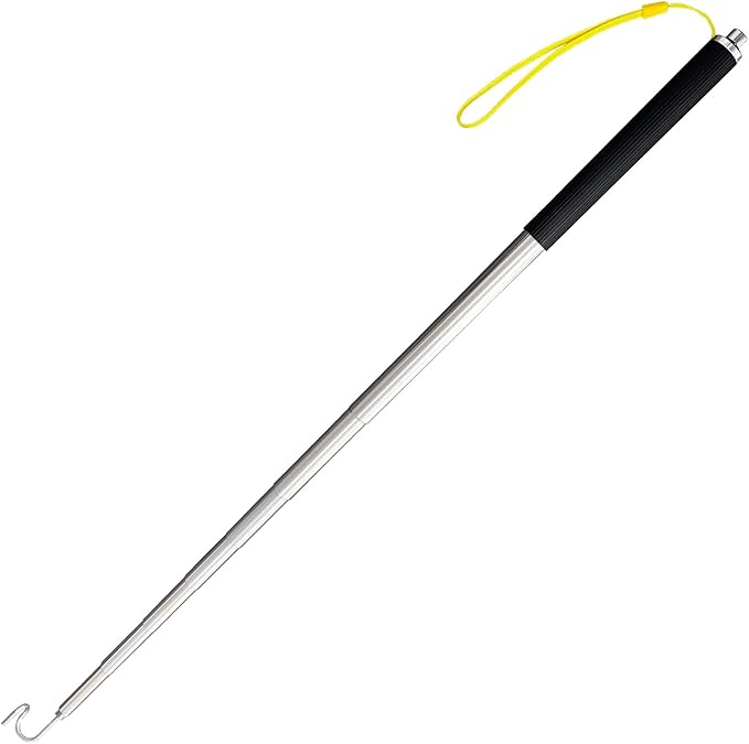 Telescoping Pole with Hook Magnetic Pickup Grabber Tool, Telescopic Push Pull Rod Wire Grabber Tool Fish Stick, Telescopic Magnetic Pick-Up Tool