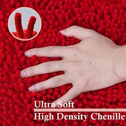 Red Bathroom Rugs Non Slip Thick Bath Mat Sets 3 Piece, Thickened Bath Mats for Bathroom,Bath Rugs Quick Dry Machine Washable for Shower Mat-Rugs for Living Room-Christmas Decorations Bthroom Set