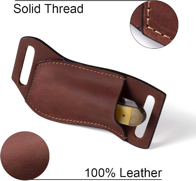 Gentlestache Leather Pocket Knife Sheaths for Belt, Folding Knife Sheath, EDC Belt Knife Sheath for Folding Knife, Compact Draw Knife Holster Brown