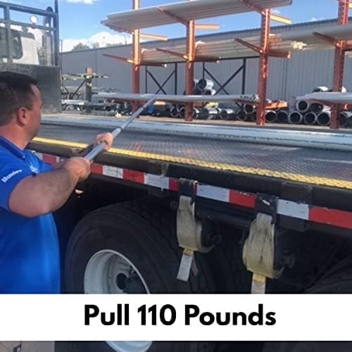 GRAB-IT 6 ft Truck Cargo Retriever | Heavy Duty Grabber Reach Tool - 110 Pound Pull | Includes Vehicle Debris and Snow Broom | Rust Resistant Aluminum and Stainless Steel (Pole, Hook & Broom)
