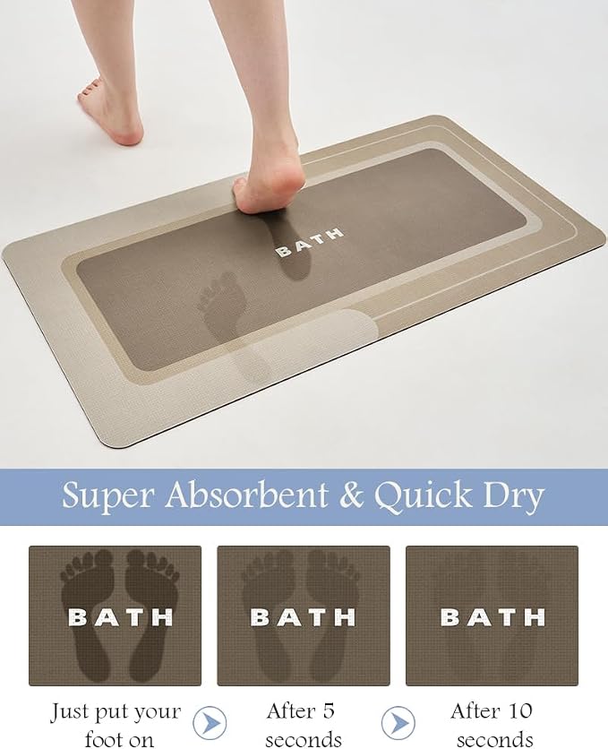 MontVoo Bath Mat-Bathroom Mat Rug Non Slip Super Absorbent Stain Resistant Quick Dry Thin Bathroom Rug-Bath Mats for Bathroom Floor Bathtub Vanity-Bathmat Bath Rug Easy Care-24"x35",Beige