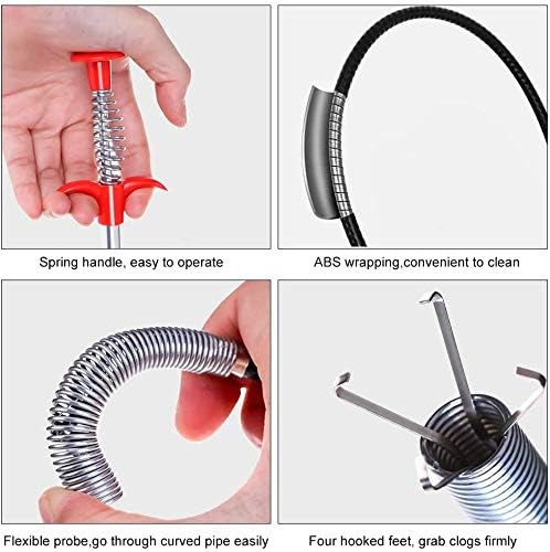 Flexible Grabber Claw Pick Up Reacher Tool With 4 Claws Bendable Hose Pickup Reaching Assist Tool for Litter Pick, Home Sink, Drains, Toilet (35.4inch)